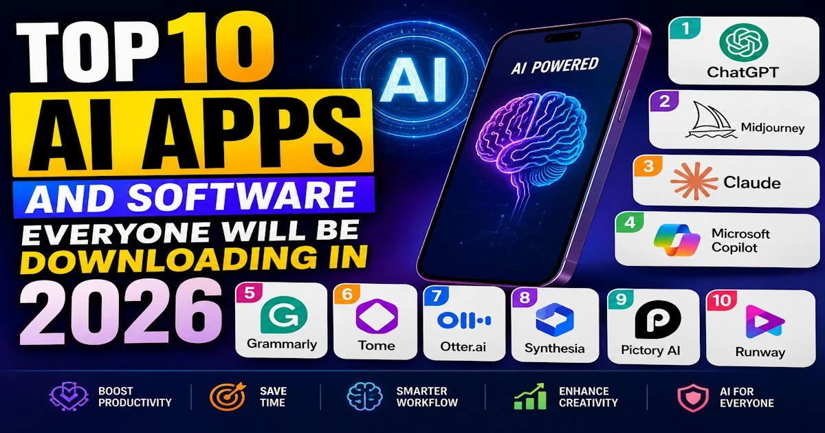 Top 10 AI Apps and Software Everyone Will Be Downloading in 2026