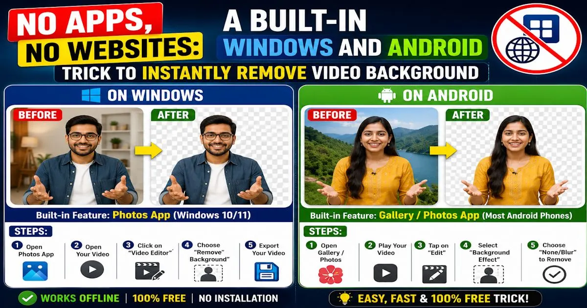 No Apps, No Websites: A Built-in Windows and Android Trick to Instantly Remove Video Background